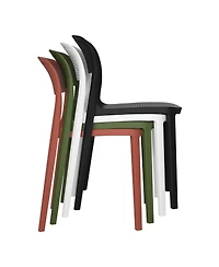 Modern Stackable Plastic Resin Patio Dining Side Chair (Set of 2)