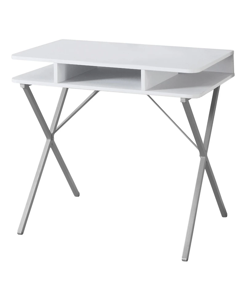 Modern Computer Desk with Sleek Metal Frame and Wood Top
