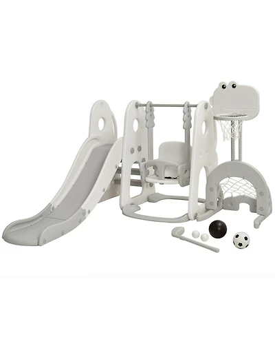 6 in 1 Toddler Slide and Swing Set with Ball Games