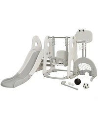 6 in 1 Toddler Slide and Swing Set with Ball Games