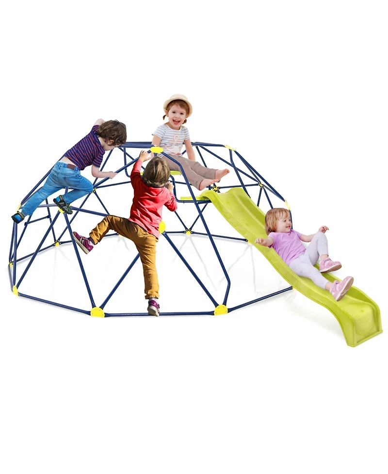 13.3 Ft Climbing Dome Geometric Dome Climber with Extended Wavy Slide and 2 Rest Platforms