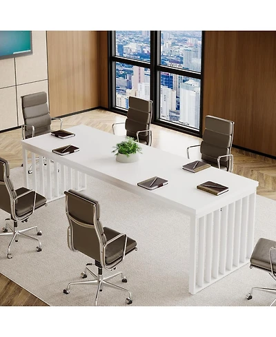 Tribesigns 6.5 ft Conference Table with Metal Legs for 4-6, Long Meeting Table for Negotiation Training Seminar