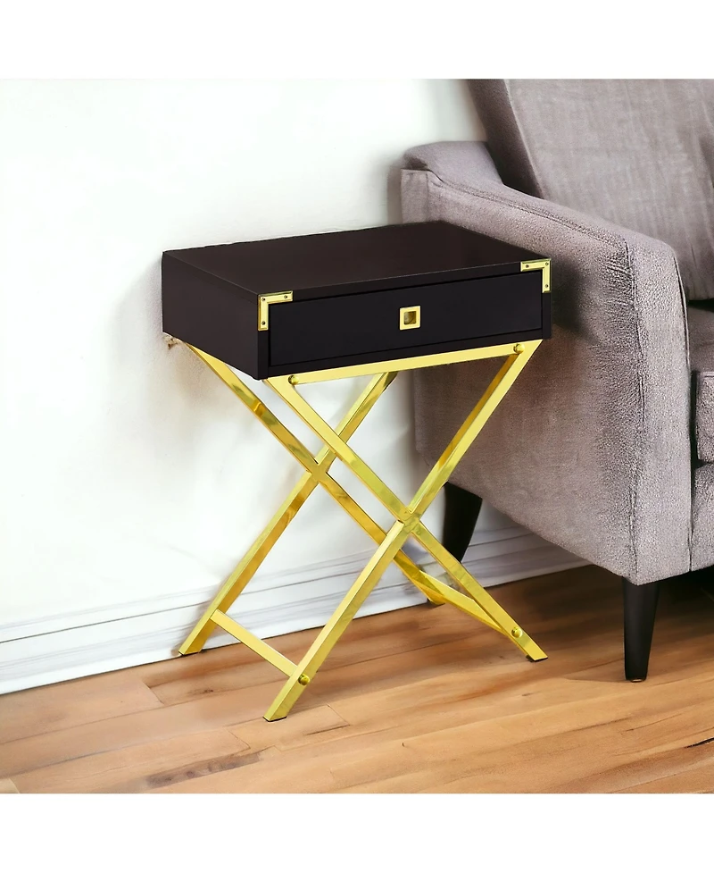 Rustic Wood and Metal End Table with Drawer – Modern Storage Solution