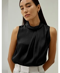 Lilysilk Women's Asymmetrical Sleeveless Cowl Neck Top