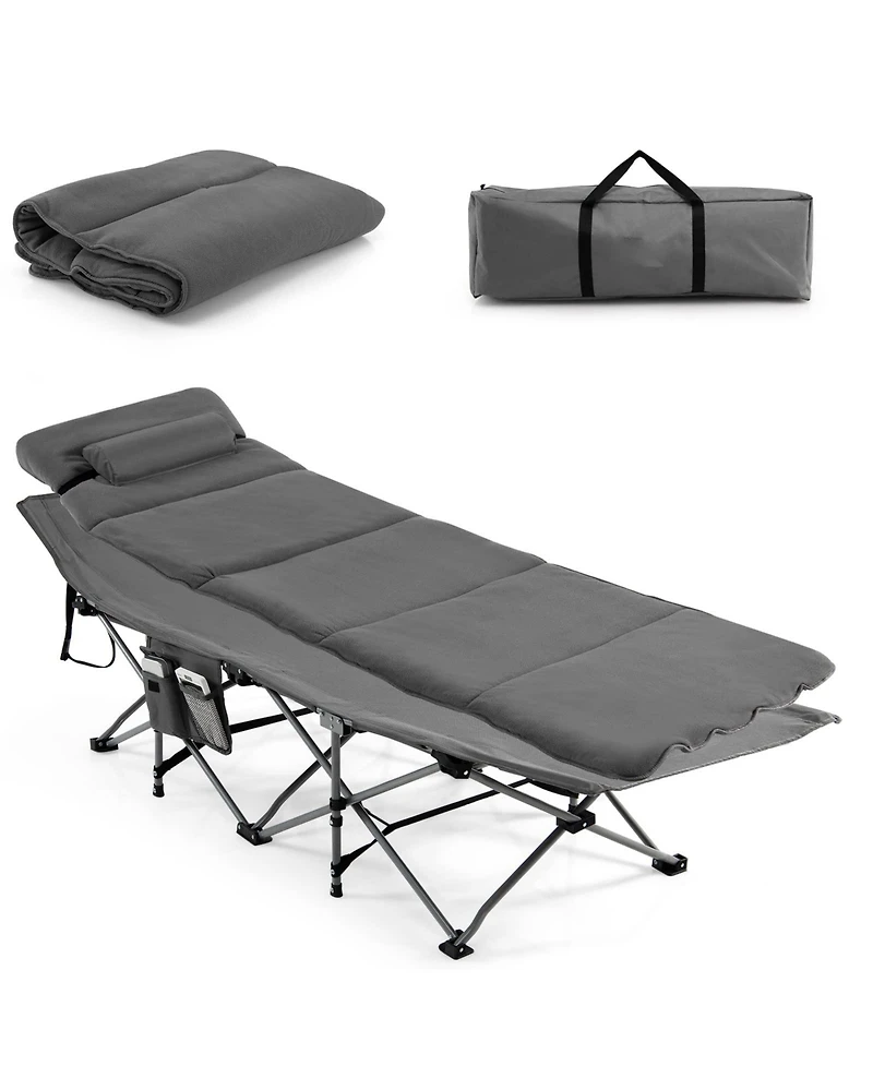 Folding Retractable Travel Camping Cot with Mattress and Carry Bag