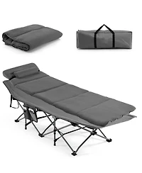 Folding Retractable Travel Camping Cot with Mattress and Carry Bag