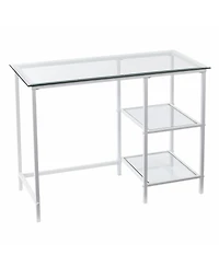 42" Clear and White Glass Writing Desk