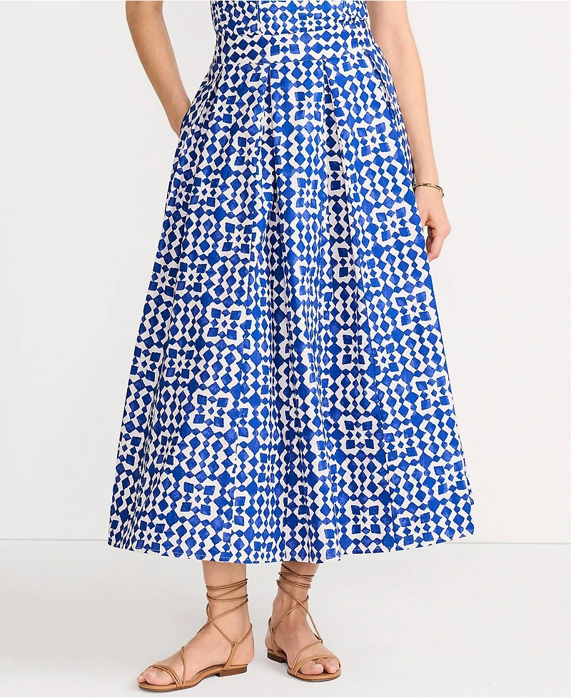 Lands' End Women's Poplin Godet Maxi Skirt - Set Bottom