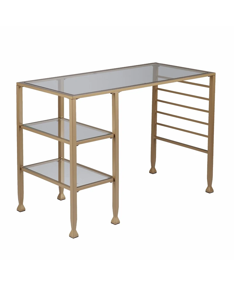 43" Clear and Gold Glass Writing Desk