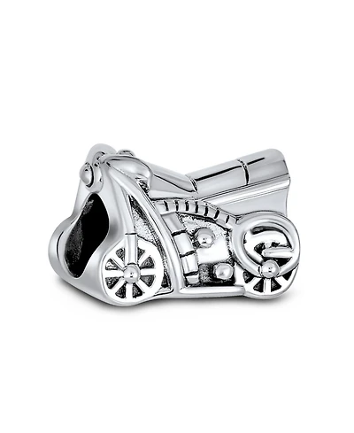 Bling Jewelry Biker Chick Motorcycle Charm Bead Oxidized Sterling Silver for European Bracelet