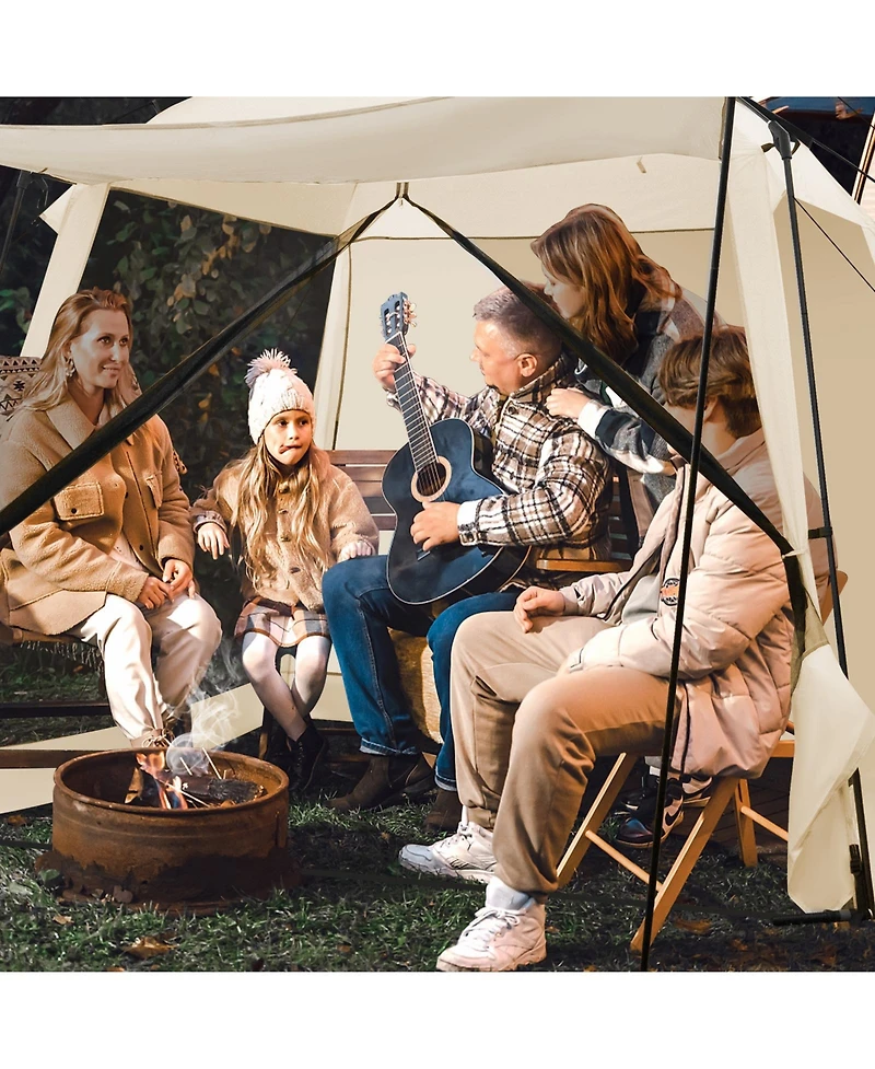 10 x 10 Feet Screened Canopy Tent w/ Vestibule and Zippered Door