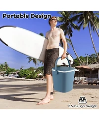 3-in-1 Portable Cooler Bar Table with Bottle Opener and Lift Top Lid for Camping Poolside