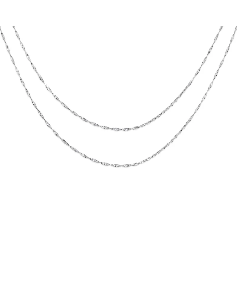 Bling Jewelry Set of 2 Thin 1.5MM Sterling Silver Singapore Rope Chain Necklace Made in Italy & Inch