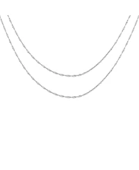 Bling Jewelry Set of 2 Thin 1.5MM Sterling Silver Singapore Rope Chain Necklace Made in Italy & Inch