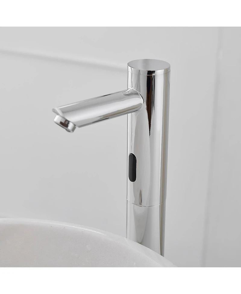 Automatic Sensor Touchless Single Hole Bathroom Sink Faucet With Temperature Mixing Valve In Polished Chrome