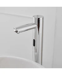Automatic Sensor Touchless Single Hole Bathroom Sink Faucet With Temperature Mixing Valve In Polished Chrome