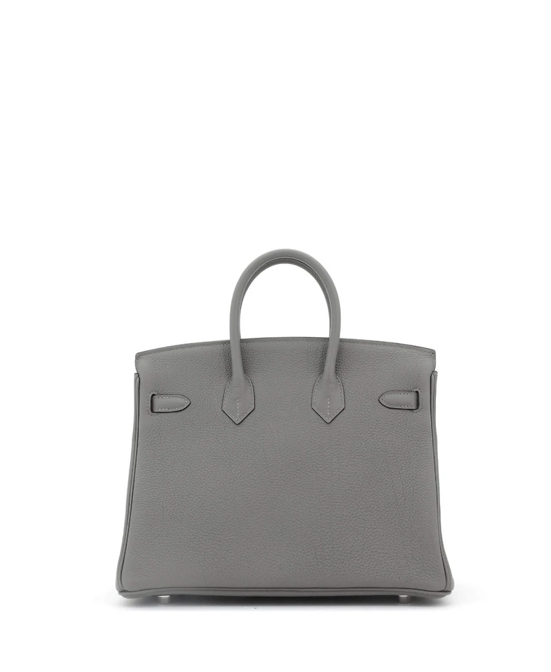 Pre-Owned Hermes Birkin 25 Handbag Grey Togo with Palladium Hardware