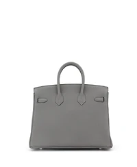 Pre-Owned Hermes Birkin 25 Handbag Grey Togo with Palladium Hardware