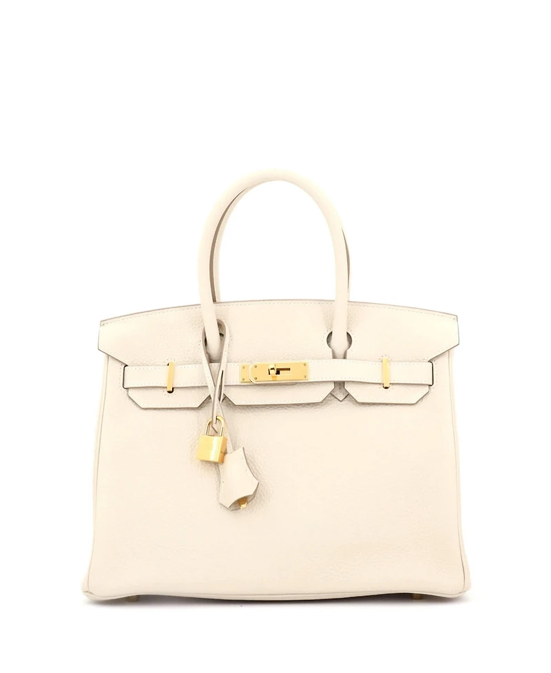 Pre-Owned Hermes Birkin 30 Handbag Light Clemence with Gold Hardware