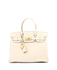 Pre-Owned Hermes Birkin 30 Handbag Light Clemence with Gold Hardware