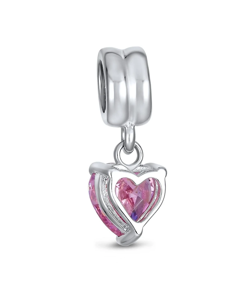 Bling Jewelry Valentines Love Heart Dangle Charm Bead Sterling Silver Bracelet