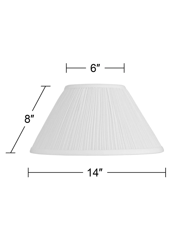 Springcrest White Mushroom Pleated Medium Lamp Shade 6" Top x 14" Bottom x 8" Slant (Spider) Replacement with Harp and Finial
