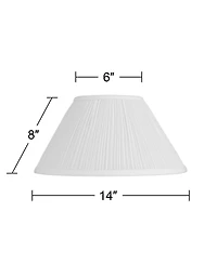 Springcrest White Mushroom Pleated Medium Lamp Shade 6" Top x 14" Bottom x 8" Slant (Spider) Replacement with Harp and Finial