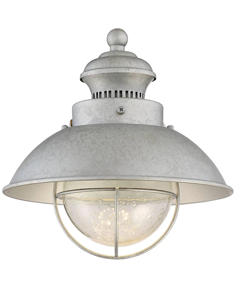John Timberland Rustic Industrial Farmhouse Outdoor Barn Light Fixture Galvanized Led 8 1/2" Seedy Glass Dome Shade for Exterior Barn Deck House