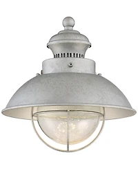 John Timberland Rustic Industrial Farmhouse Outdoor Barn Light Fixture Galvanized Led 8 1/2" Seedy Glass Dome Shade for Exterior Barn Deck House
