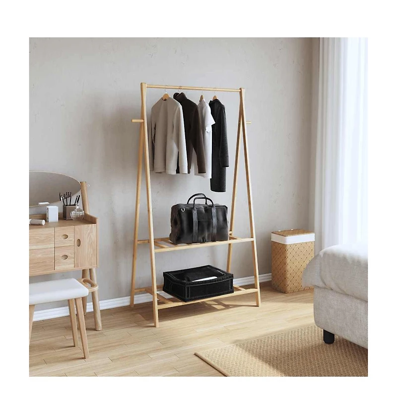 Clothes Rack with Shelves 37.8"x17.9"x59.3" Bamboo