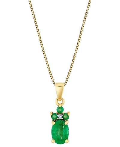 Emerald (7/8 ct. t.w.) & Diamond Accent Pendant Necklace in 14k Yellow Gold, 18"