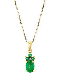 Emerald (7/8 ct. t.w.) & Diamond Accent Pendant Necklace in 14k Yellow Gold, 18"