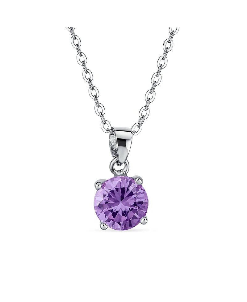 Bling Jewelry Round Cz Solitaire Pendant Necklace in Sterling Silver