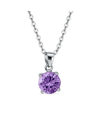 Bling Jewelry Round Cz Solitaire Pendant Necklace in Sterling Silver