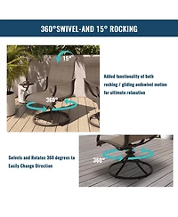 7-Piece Outdoor Dining Set with Aluminum Extendable Table 53"- 106" and Textilene Swivel Chairs