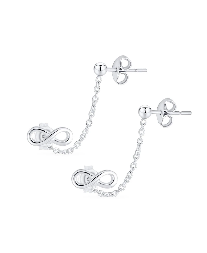 Bling Jewelry Love Knot Infinity Ear Cuff Cartilage Double Pierced Helix Chain Stud Earrings