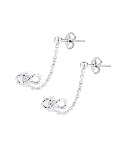 Bling Jewelry Love Knot Infinity Ear Cuff Cartilage Double Pierced Helix Chain Stud Earrings