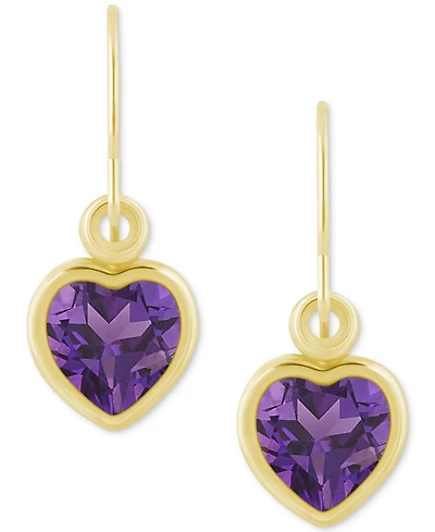 Gemstone Heart Drop Earrings 10k Yellow Gold (also White Gold)