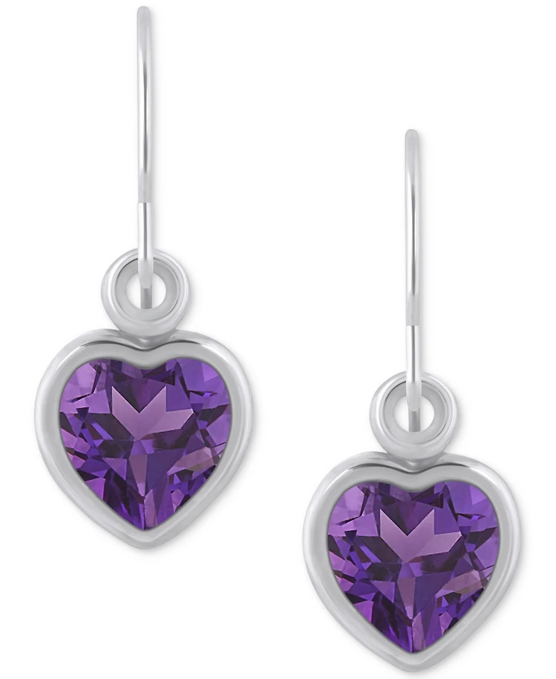 Gemstone Heart Drop Earrings 10k Yellow Gold (also White Gold)