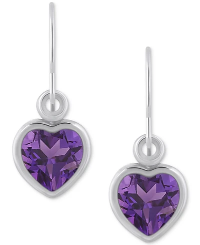 Gemstone Heart Drop Earrings 10k Yellow Gold (also White Gold)