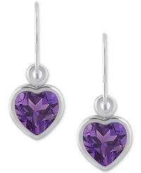 Gemstone Heart Drop Earrings 10k Yellow Gold (also White Gold)