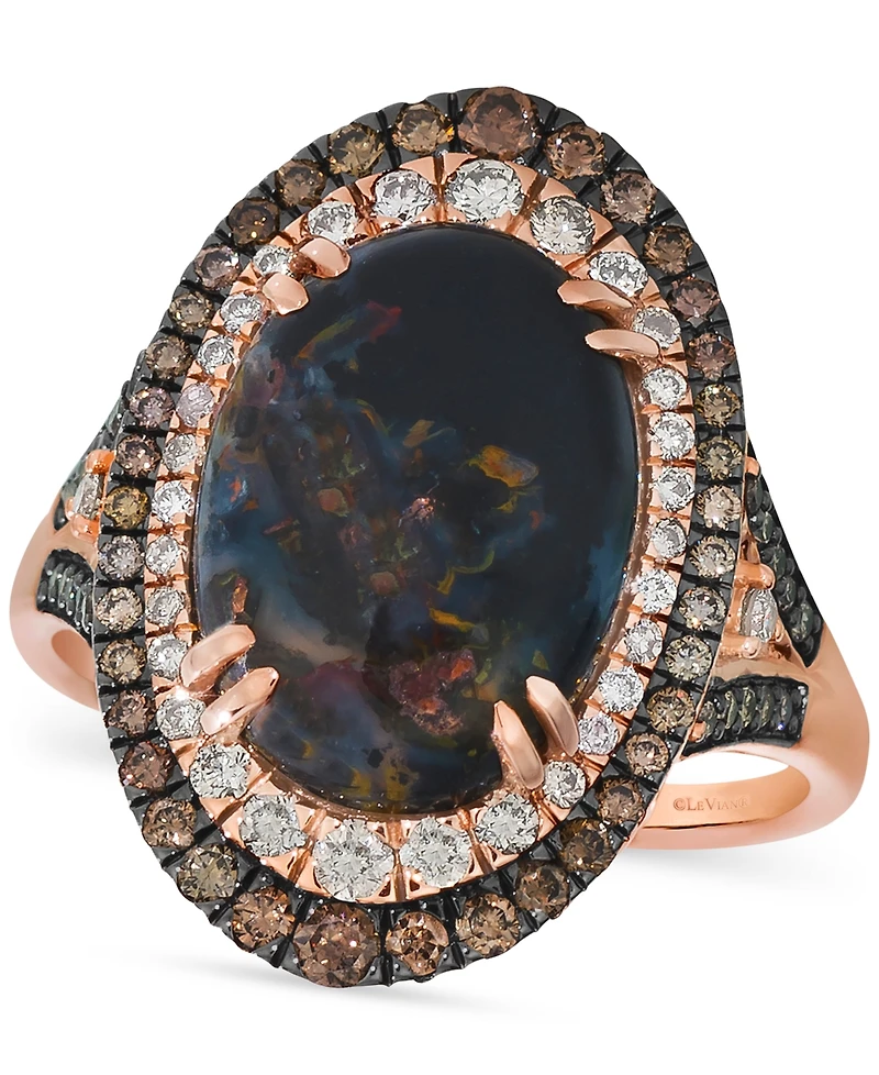 Le Vian Aquadite (4 ct. t.w.) & Diamond (3/4 ct. t.w.) Double Halo Ring in 14k Rose Gold