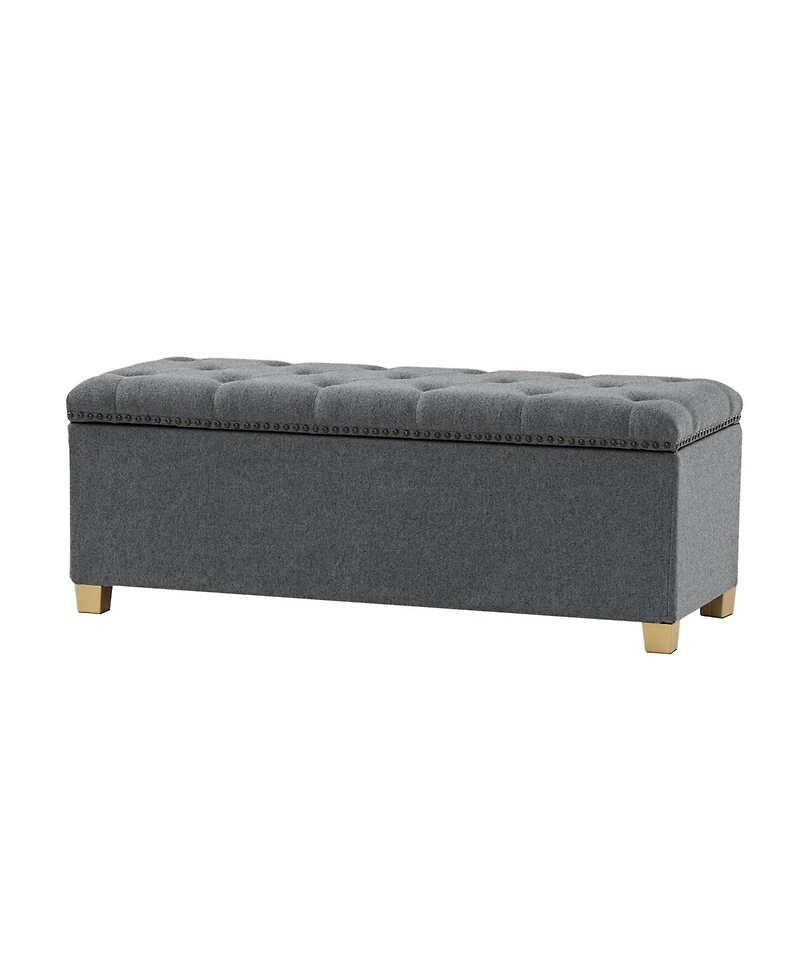Lauris Classic Tufted Design Storage Bench with Nailhead Trim