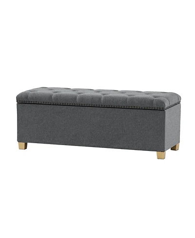 Lauris Classic Tufted Design Storage Bench with Nailhead Trim