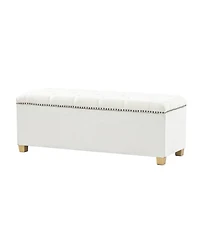 Lauris Classic Tufted Design Storage Bench with Nailhead Trim