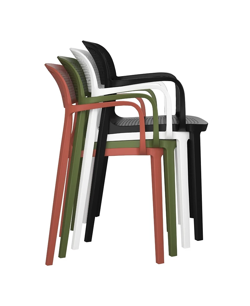 Outdoor Stackable Plastic Resin Patio Dining Armchair (Set of 2)