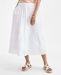 Style & Co Women's Cotton Lace Pull On Tiered Skirt, Exclusively at Macy's
