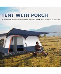 6-8 Person Camping Tent with Double Rooms and 2 Doors