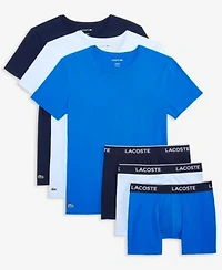 Lacoste Mens 3 Pk. Slim Fit Crewneck T Shirts 3 Pk. Regular Fit Logo Boxer Briefs Holiday Gift Set