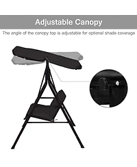 2 Person Weather Resistant Canopy Swing for Porch Garden Backyard Lawn